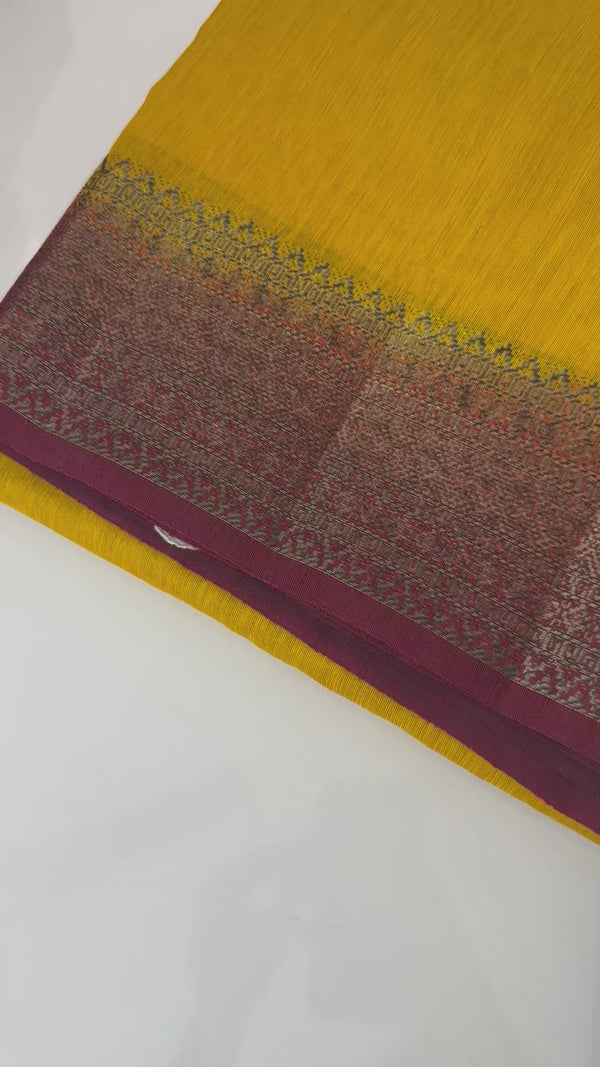 Jute silk sarees with contrast pallu & blouse MJL396