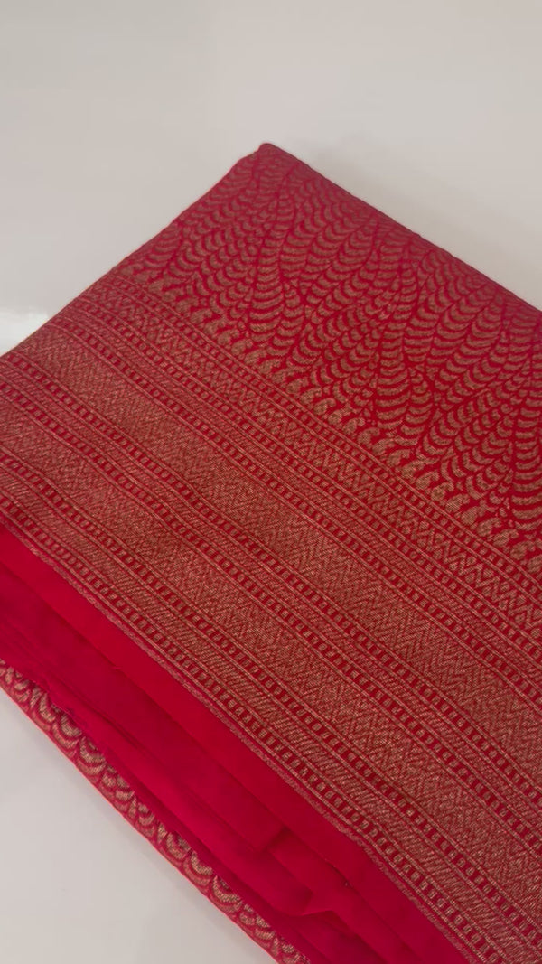 Banarasi semi katan saree SMBNIRY- RED