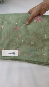 Blended crepe tussar saree with embriodery SSPNIMH DuskyGreen