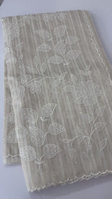 Mul chanderi saree with applique work MSH147- Offwhite