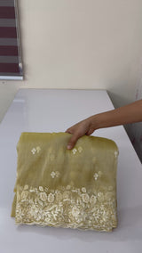 Tissue Organza saree with embroidery, pearl and cutdana work MS15207