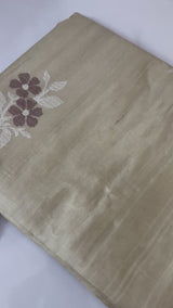 Crepe semi tussar silk saree with cross stitch embroidery-MSCS691