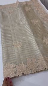Tissue silk saree with applique work  MSH169 - Copper