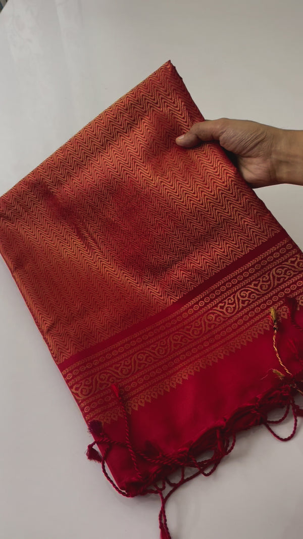 Pure Kanchipuram soft silk saree MKS01 - RED