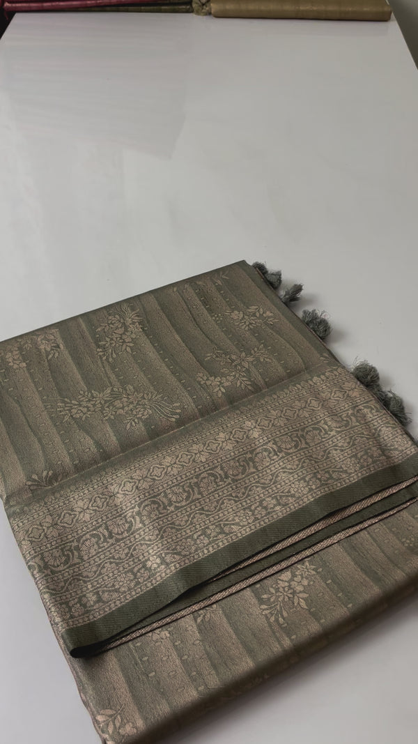 Banarasi soft silk saree MKSS1455 - Cement Grey