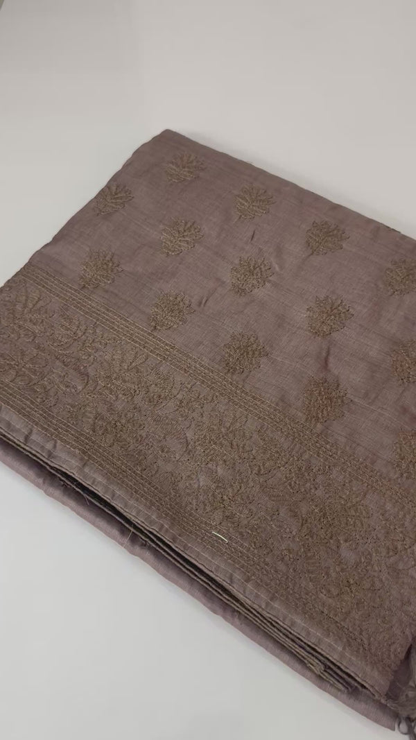 Pure desi tussar silk saree with chikankari embroidery - MTSS662