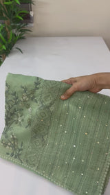 Handworked Tissue silk saree FBLK162 DustyGreen