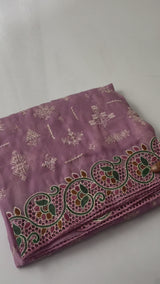 Chinnon Saree with cutwork- MCCR214 Dusty Lilac