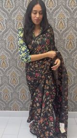 Chiffon Brasso saree with mirror work - MS7611