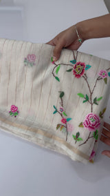 Mul chanderi embriodery saree MS15881