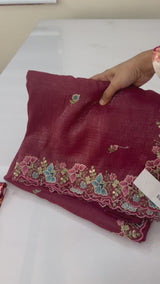 Crush chiffon georgette saree with embriodery borders SVVNYYY