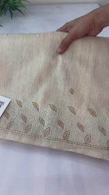 Blended tussar saree with embriodery - SEFNMYS Cream
