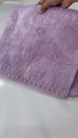 Tissue Organza Applique work saree MS14053