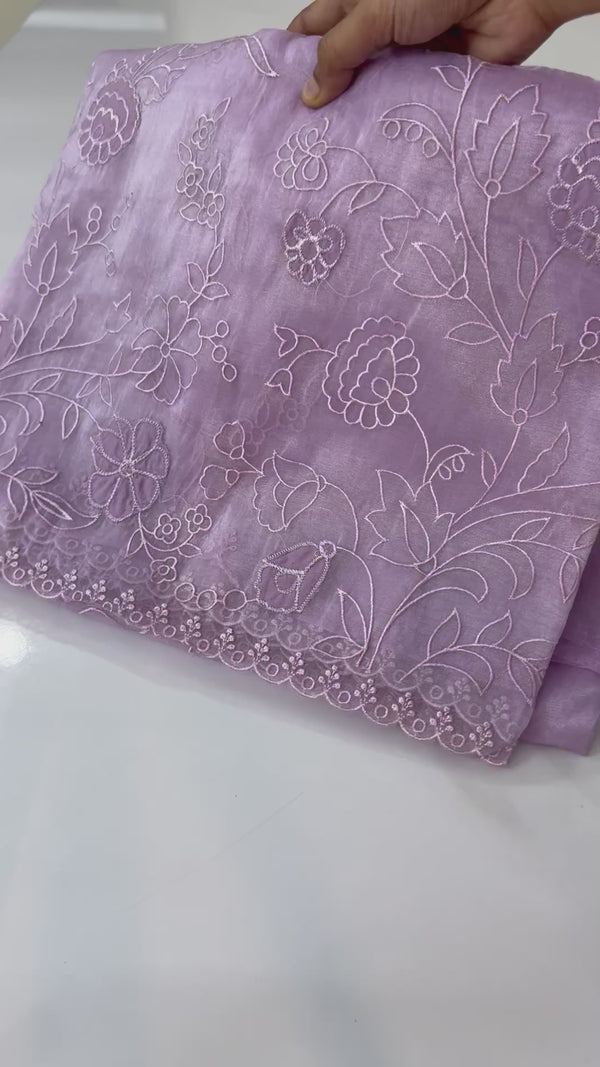 Tissue Organza Applique work saree MS14053