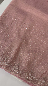 Handworked Designer tissue silk blend saree with sequins & cutdana work - MSHW270 DuskyOnion