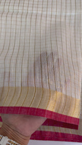 Blended checks tussar saree MKT122 - Red