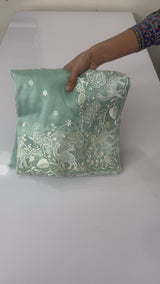 Tissue Organza saree with embroidery work MS15727