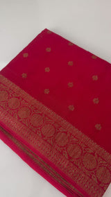 Banarasi Tussar Georgette Saree  - MS44376 Red