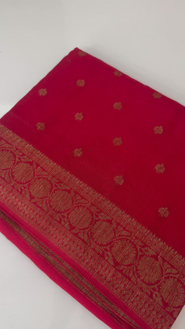 Banarasi Tussar Georgette Saree  - MS44376 Red
