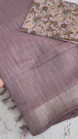 Shimmer semi linen saree with printed blouse MLS7190 (5) Mauve