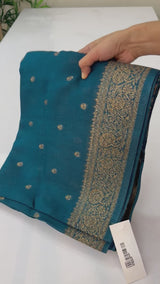 Banarasi Tussar georgette saree  - SMHCSHY Teal