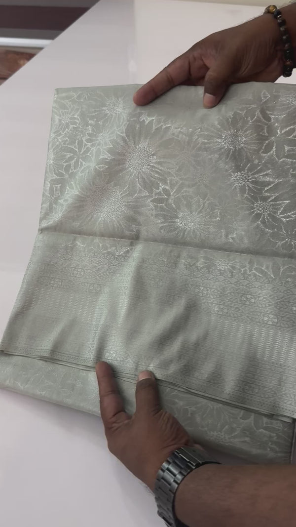 Premium Pastel soft silk Saree - MKP964 OysterGreen(mix of grey & green)