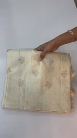 Blended tussar saree with zari embriodery - MS8665 (4) Pearl Cream