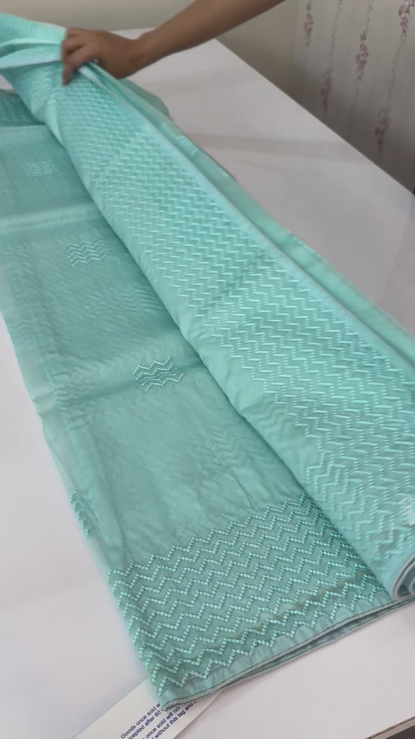 Organza saree with thread work BSONNYY SkyBlue