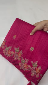 Blended tussar saree with cutwork - SYANENY RaniPink