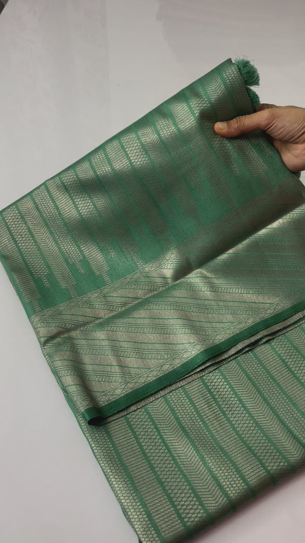 Banarasi soft silk saree MKSS1446 TEAL GREEN