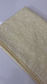 Soft kota silk saree with embroidery MS14717 - Pastel Yellow