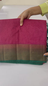 Jute silk sarees with contrast pallu & blouse MJL396