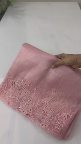 Tissue Organza cutwork sarees FBLK154 PeachPink