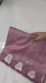 Embroidered Crepe blended tussar silk saree MS14473 DuskyPink