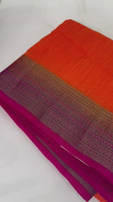 Jute silk sarees with contrast pallu & blouse MJL396