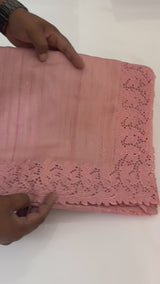 Blended tussar saree with cutwork - MSHK123 SoftPeach