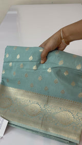 Pure Banarasi crepe Georgette Saree with brocade blouse - MS44987 DuskyBlue