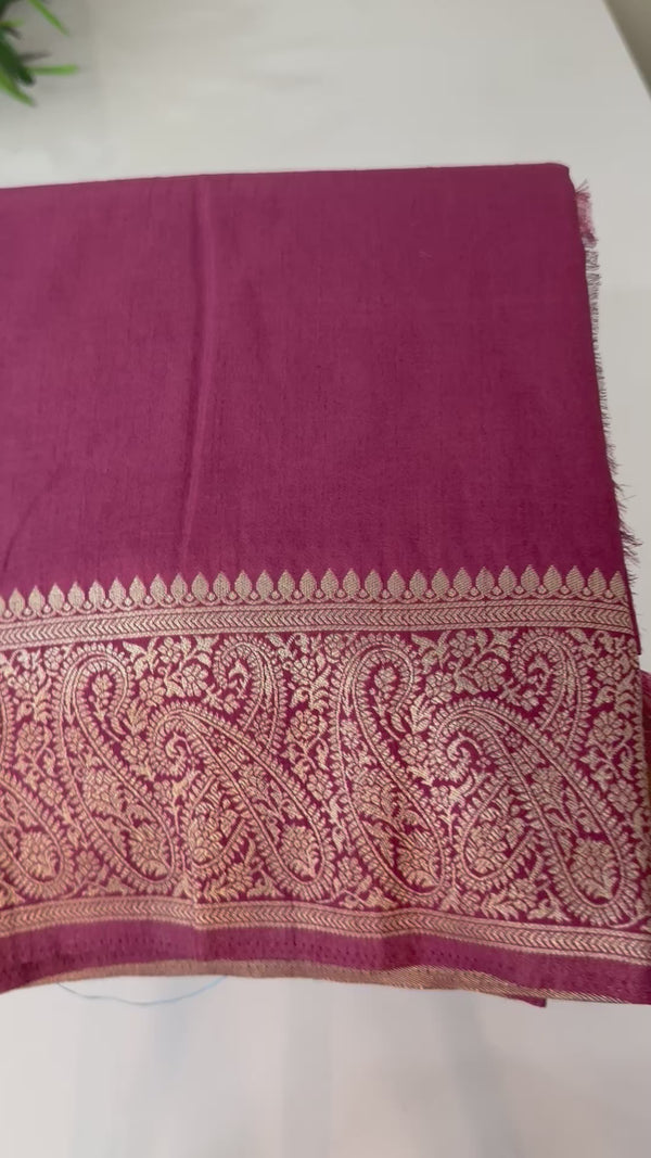 Blended tussar silk saree with Banarasi border FBTW3026 Magenta