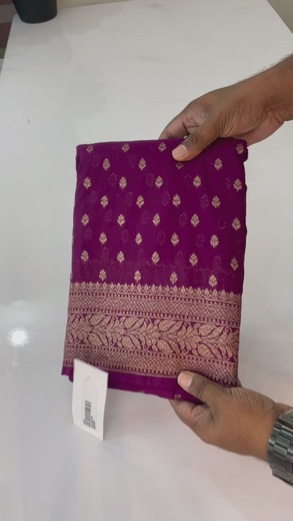 Semi Banarasi Georgette saree MBS2112 Wine