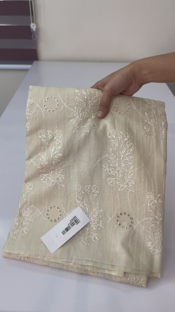 Blended soft tussar saree with embriodery - MS14997 - Offwhite