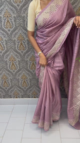 Cutwork blended tussar saree MTS6781 DustyMauve