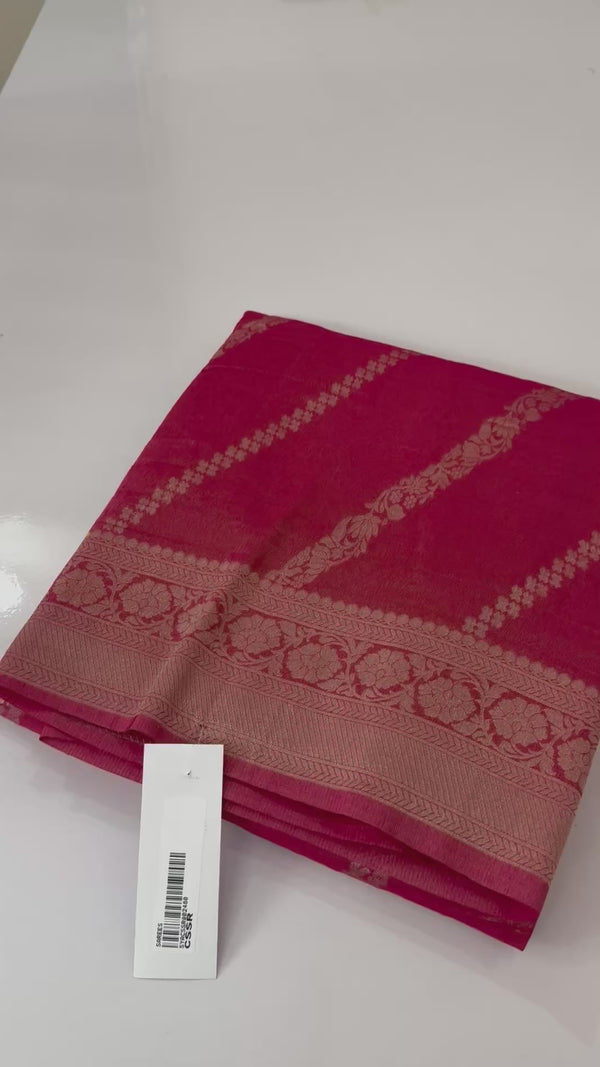 Banarasi crush georgette saree- MS1341 Deep PinkRed