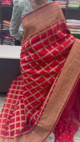 Semi banarasi Khaddi Georgette saree - MS1498 Red