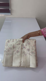 Blended tussar saree with embriodery - MS8665 Cream