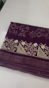 Blended Bandhani tussar silk saree with cutwork MTBF314 Purple