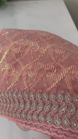 Partywear Net Saree with sequence work MPNKS103 PeachPink