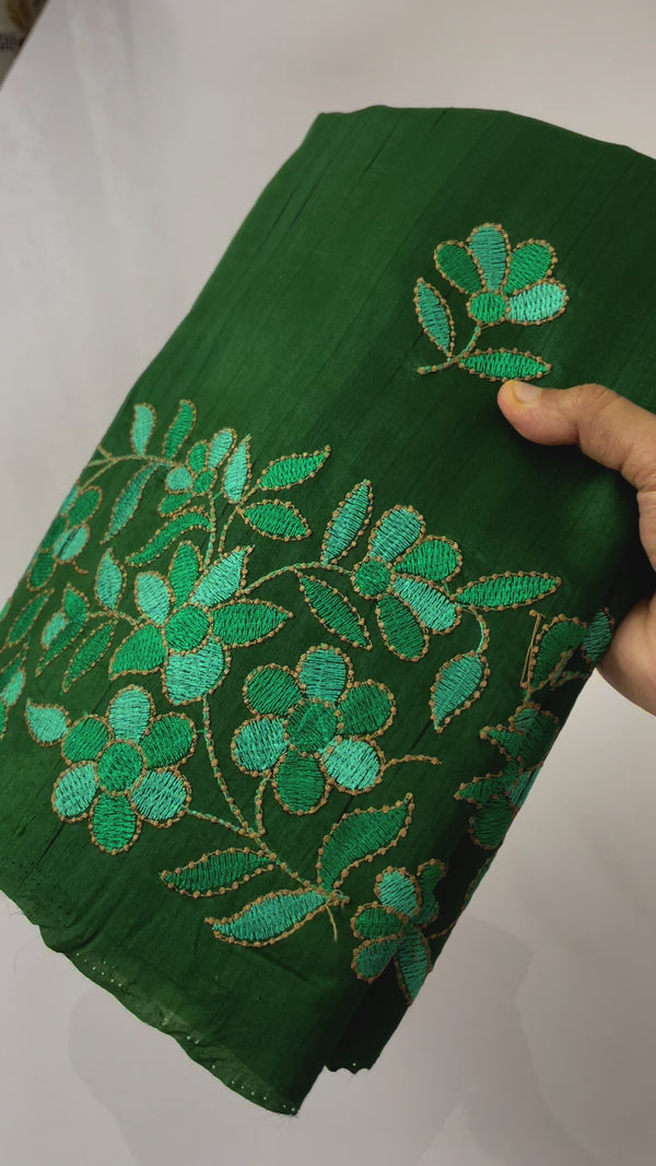 Matka tussar silk saree- MTKA617 DARKGREEN