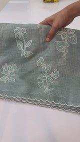 Soft kota silk saree with embroidery and scalloped border MS14983
