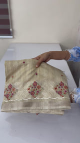 Blended soft tussar silk saree with embroidery- MSB654