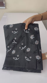 Crushed Blended tussar silk saree with embroidery- MSB7654 Black